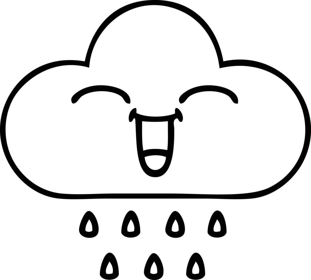 line drawing cartoon storm rain cloud vector