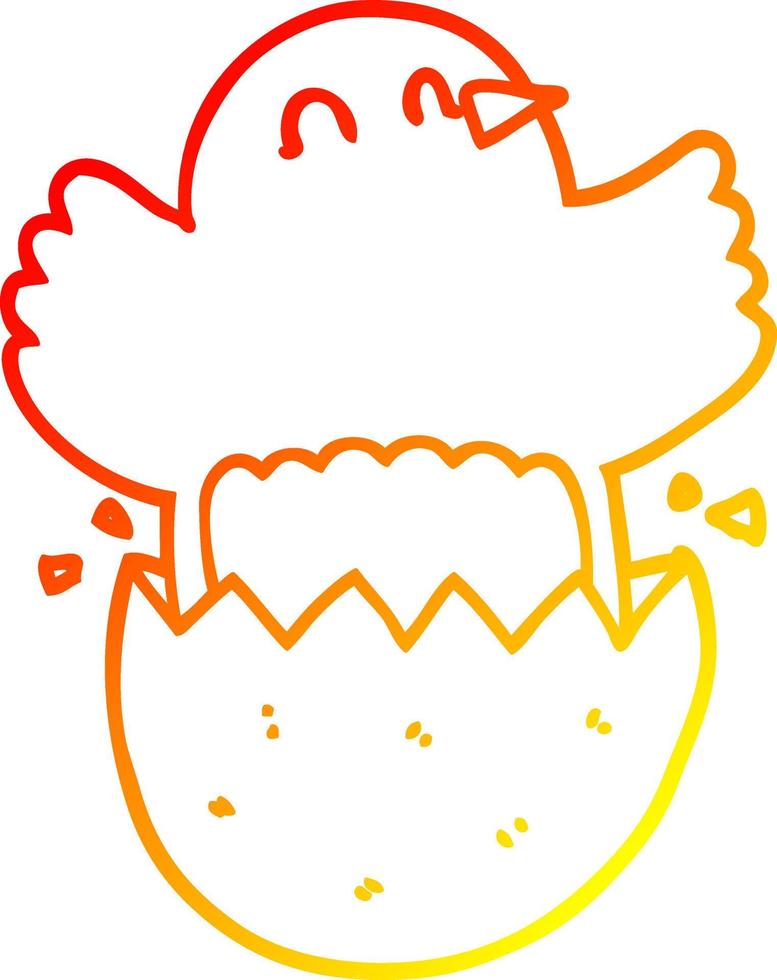 línea de gradiente caliente dibujo dibujos animados pollo para incubar vector