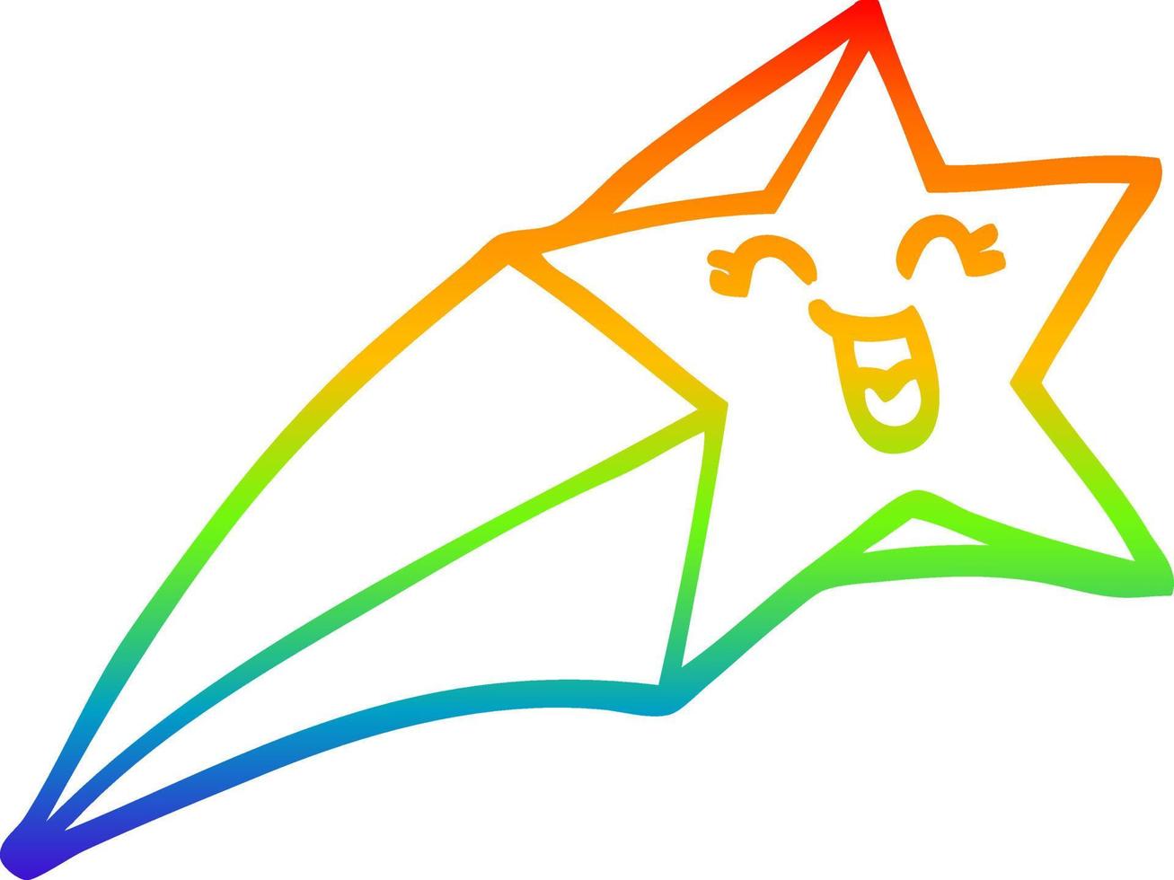 rainbow gradient line drawing cartoon shooting star vector