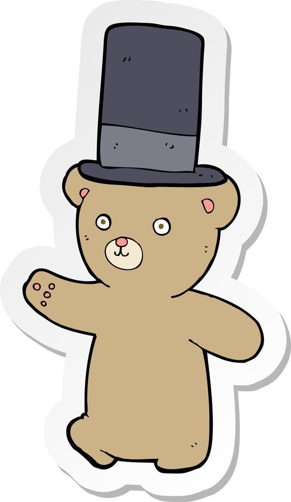 sticker of a cartoon bear in hat vector