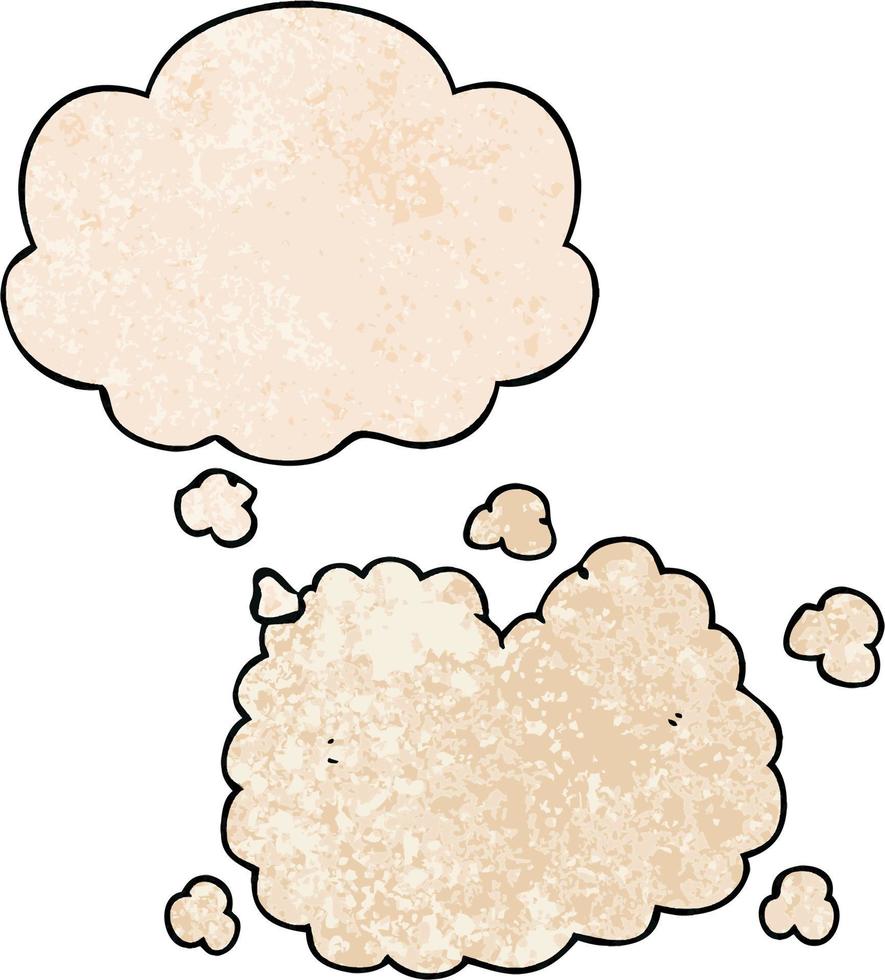 nube de humo de dibujos animados y burbuja de pensamiento en estilo de patrón de textura grunge vector