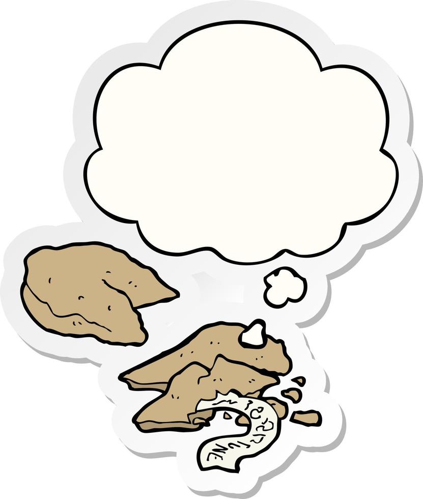 cartoon fortune cookies and thought bubble as a printed sticker vector
