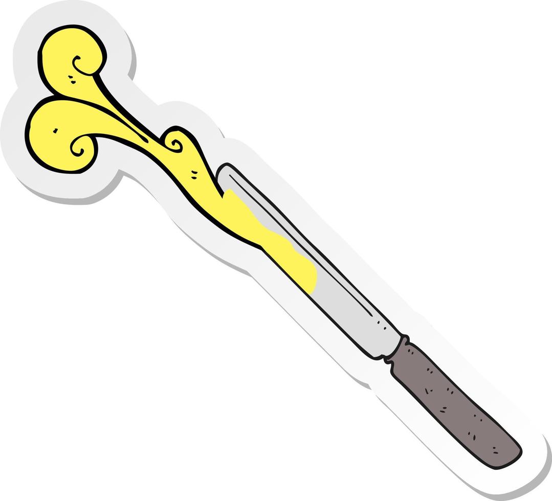 sticker of a cartoon butter knife vector