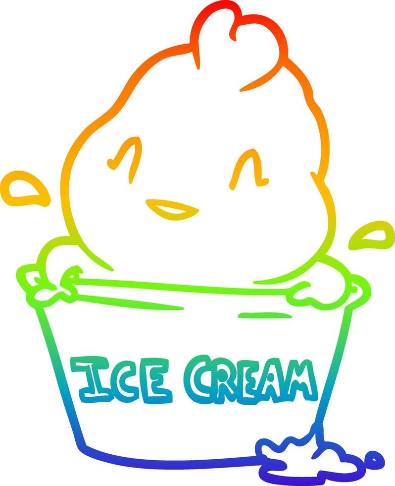 rainbow gradient line drawing cute ice cream vector