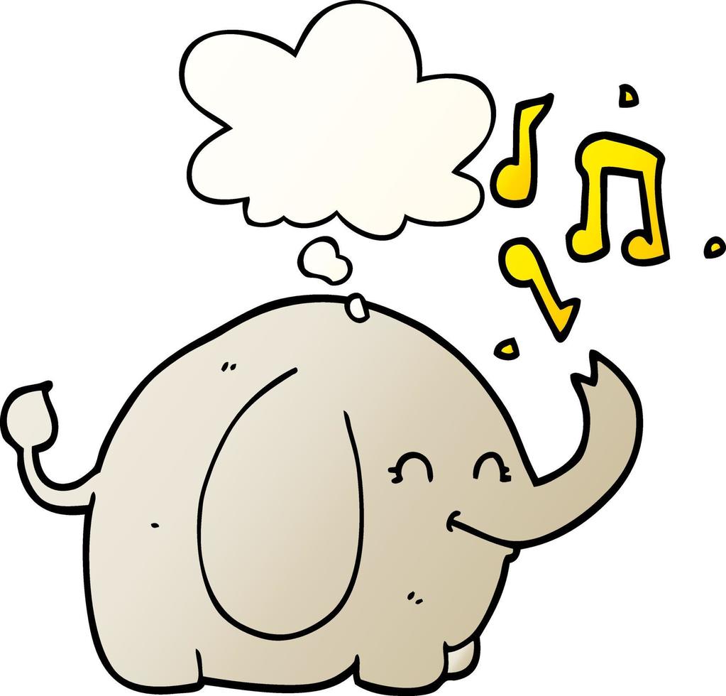 elefante de dibujos animados y burbuja de pensamiento en un estilo de gradiente suave vector