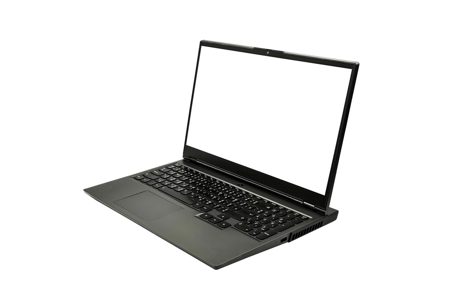 Laptop computer and blank screen isolated on a white background with clipping path. photo