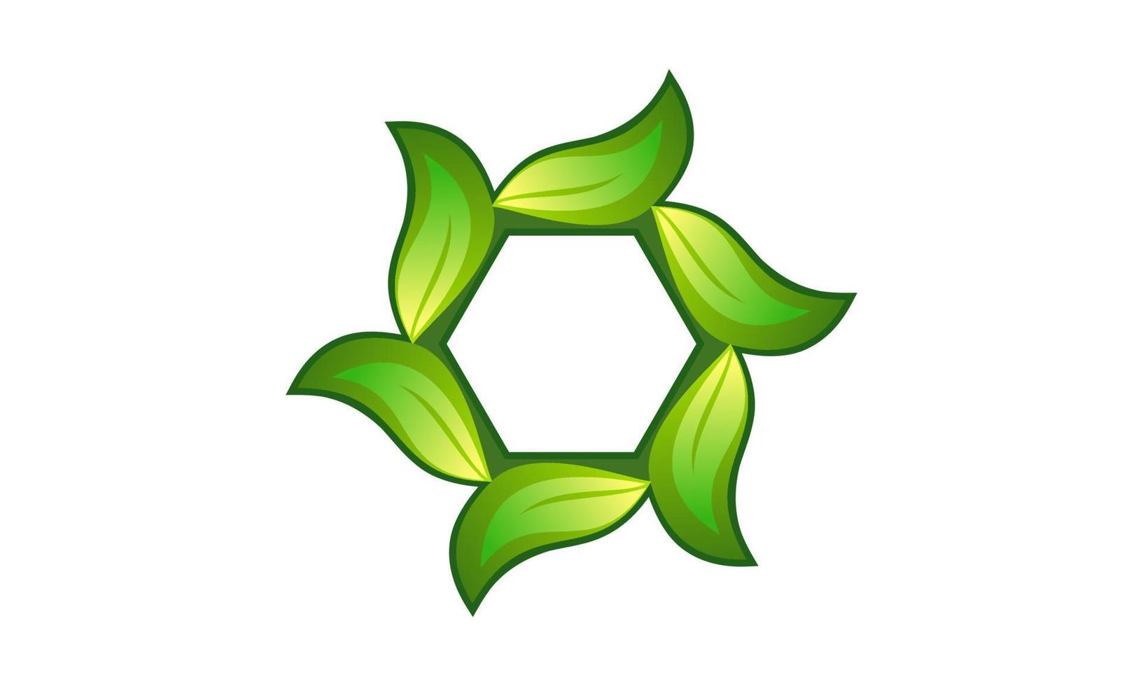 icono de hoja simple y moderno en forma hexagonal. Bueno para todo lo relacionado con la naturaleza, vegetación, plantación, agricultura, cultivo, vivero. vector