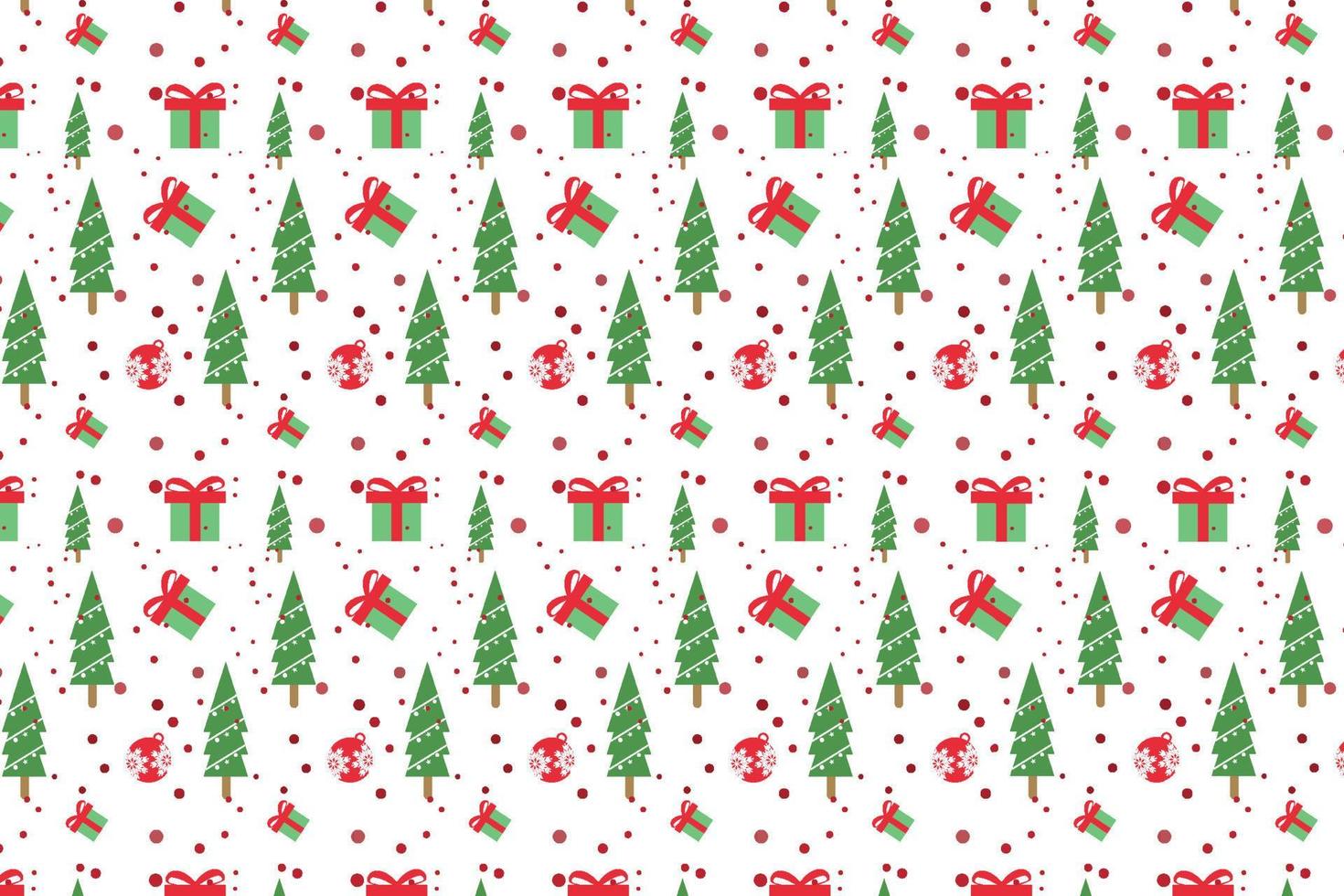 Seamless Christmas pattern design for book covers and wrapping papers. Christmas minimal pattern decoration on a white background. Christmas decoration pattern vector with pine trees and gifts.