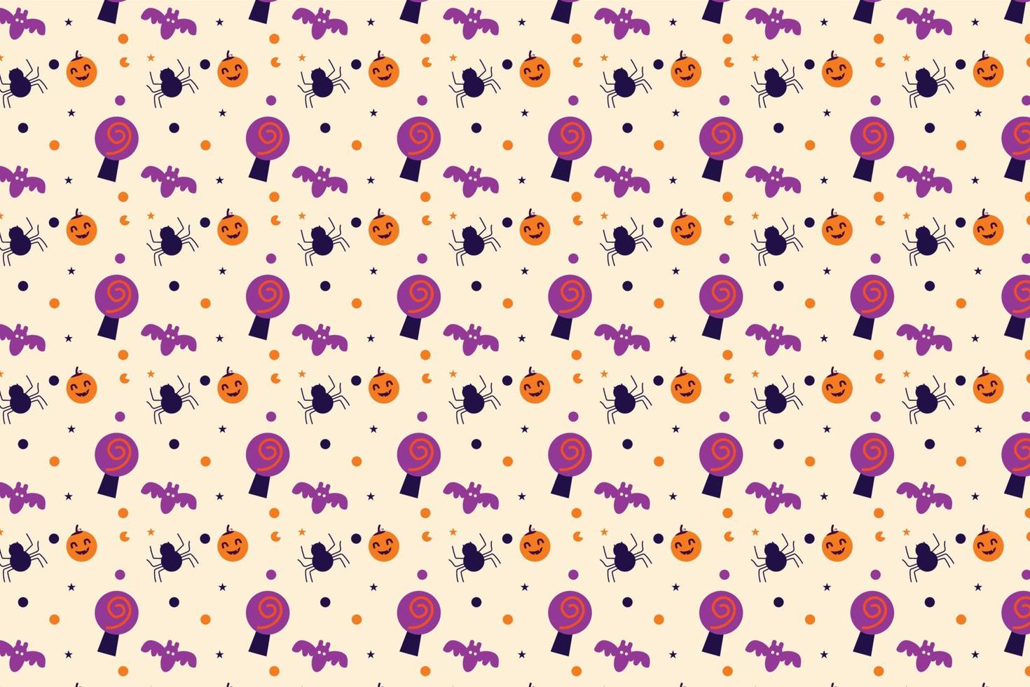 Halloween minimal pattern design with witchcraft and spooky spiders on an off-white background. Cute Halloween seamless pattern vector for backgrounds or book covers. Halloween abstract pattern.