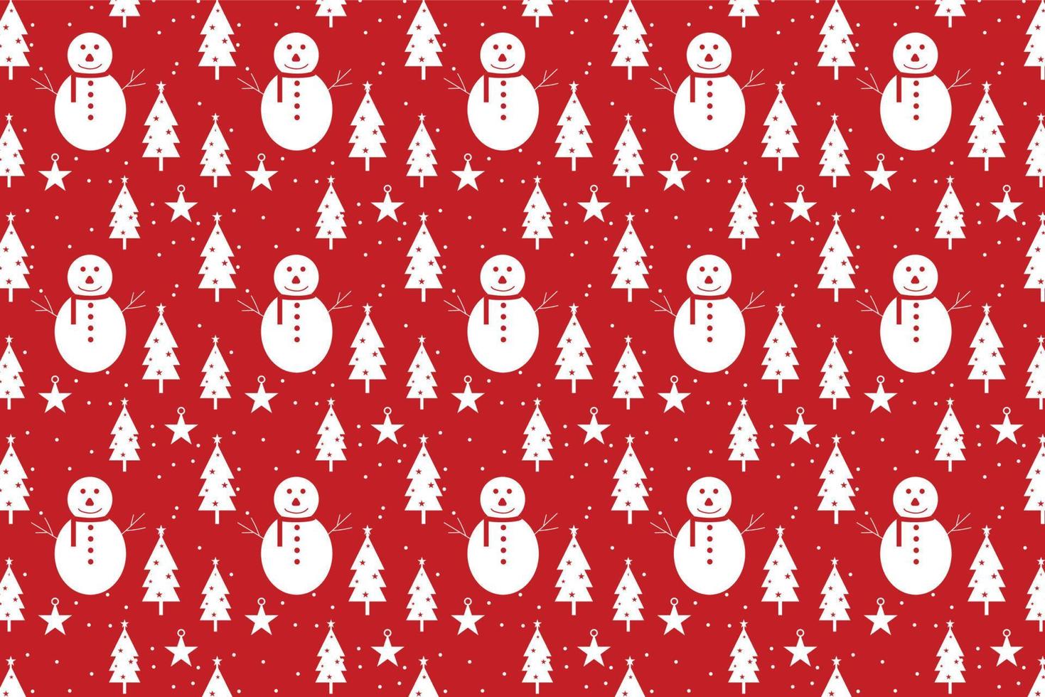 vector patrón de Navidad sobre un fondo rojo. diseño de fondo de patrón de navidad con iconos de árbol y muñeco de nieve. diseño de textura de patrones sin fisuras para fondos de pantalla, fondos, portadas de libros y papeles de envolver