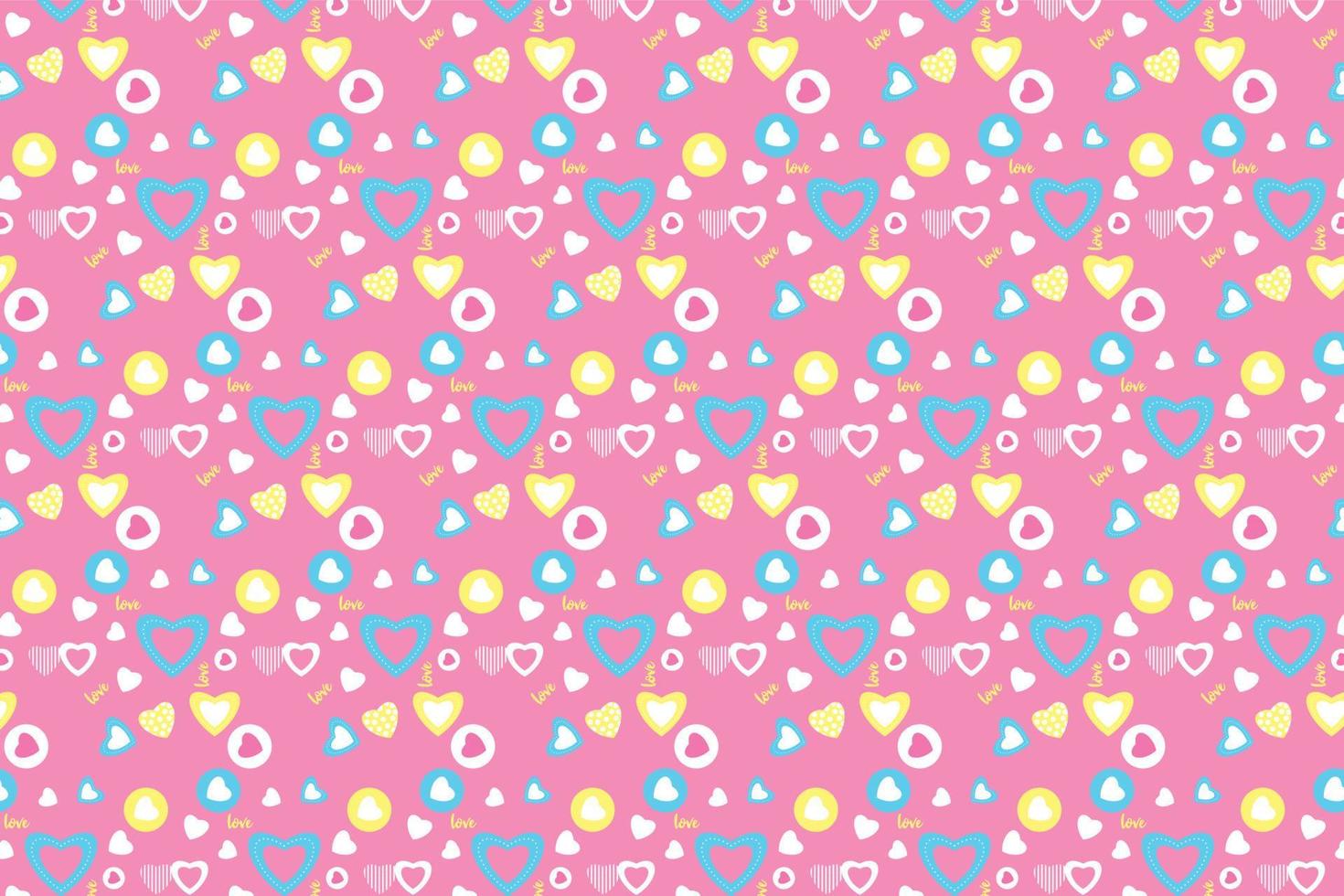 Abstract love pattern decoration with different love shapes on a pink background. Endless love pattern vector for book covers and bed sheets. Seamless minimal pattern element design for the background