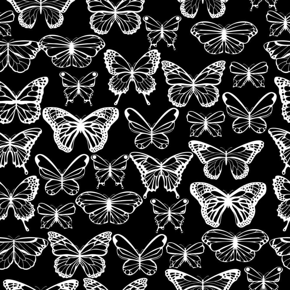 Black and white butterflies seamless pattern 10585370 Vector Art at