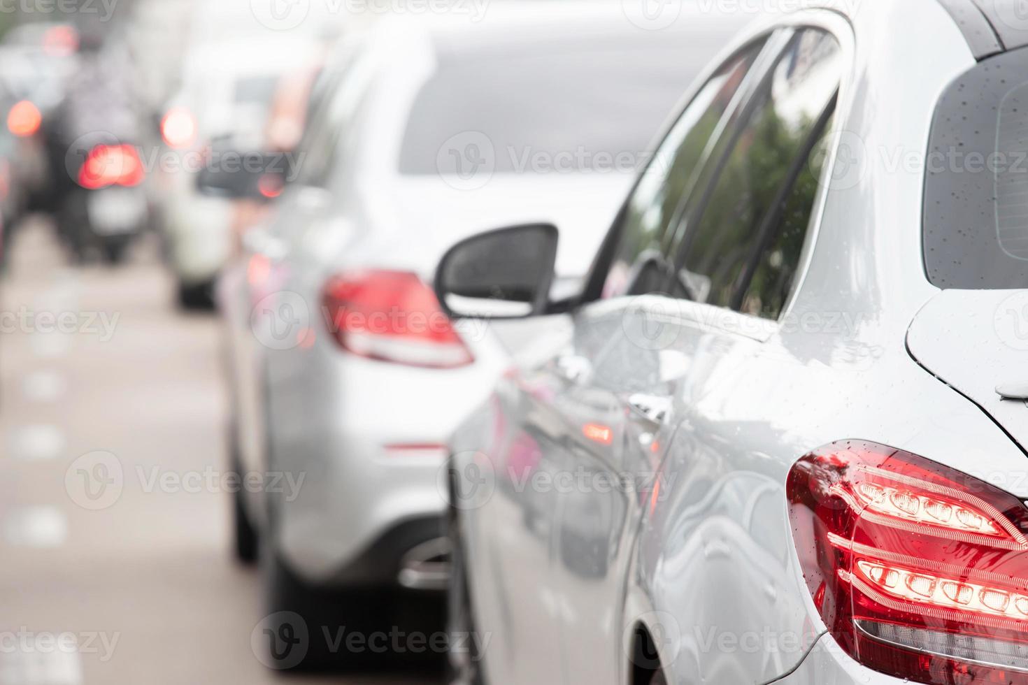 Aerial car parking lot outdoors, back cars in row Parking on the side