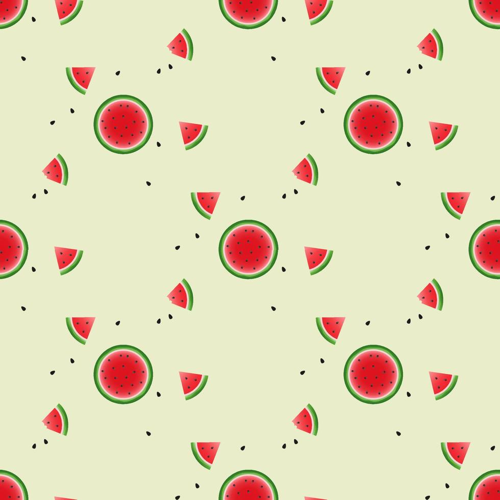 Watermelon background and seamless pattern, flat design of green leaves and flower and watermelon juice illustration, Fresh and juicy fruit concept of summer food. vector
