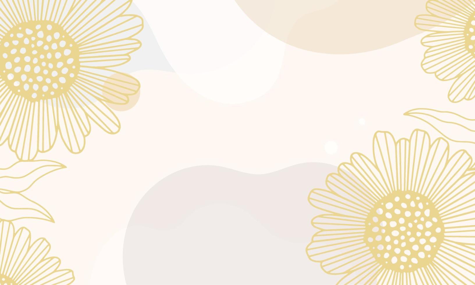 vector de fondo de arte abstracto botánico de girasoles. flor de arte lineal y hojas botánicas, formas orgánicas, fondo vectorial para banner, afiche, web y embalaje