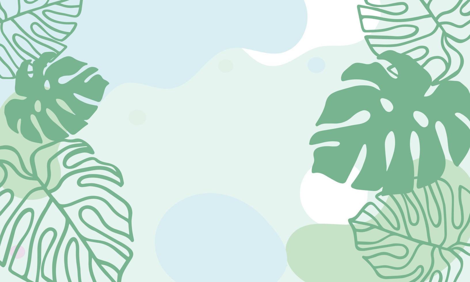 vector de fondo de arte abstracto botánico monstera. flor de arte lineal y hojas botánicas, formas orgánicas, fondo vectorial para banner, afiche, web y embalaje