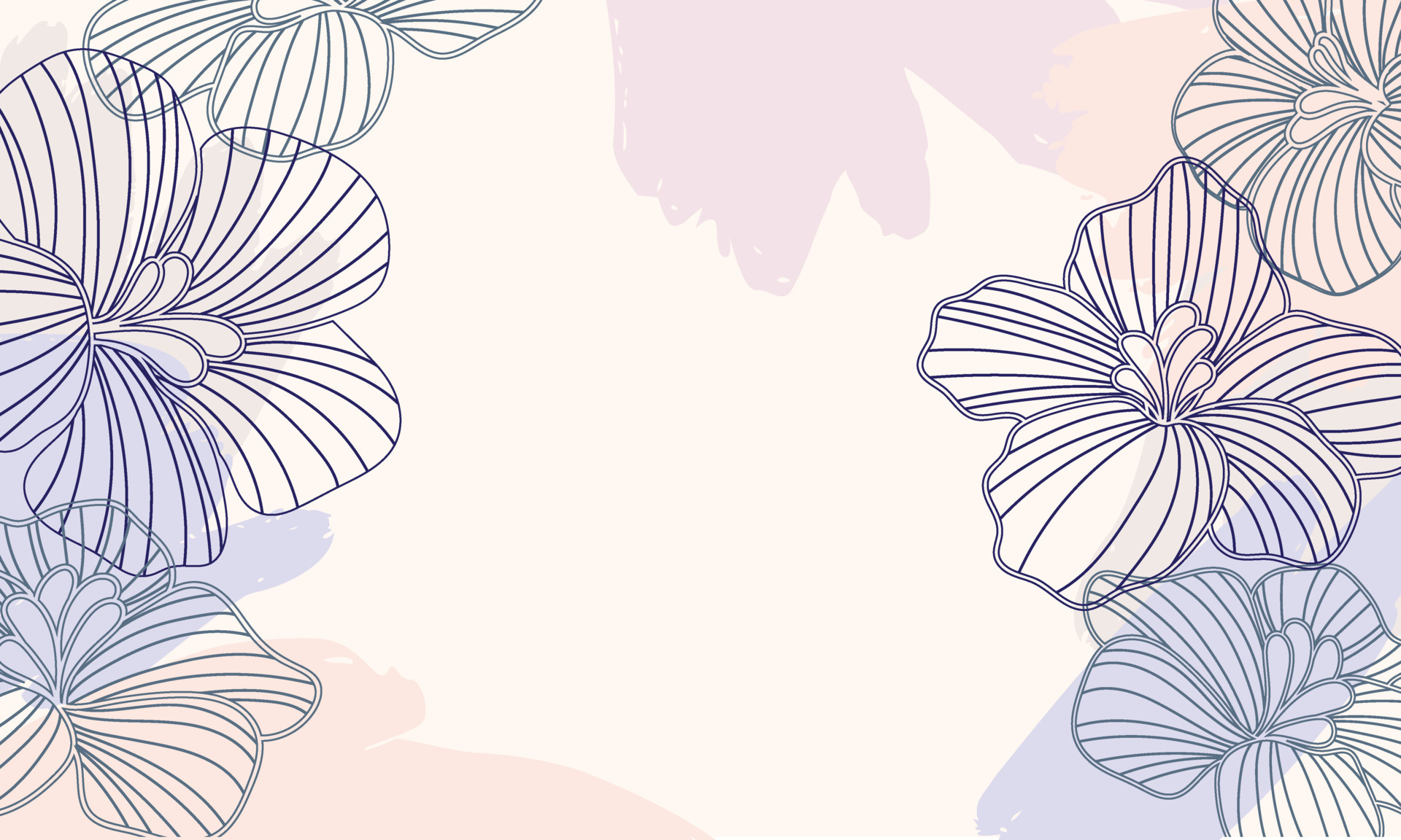 orchids Botanical Abstract art background vector. line art flower and