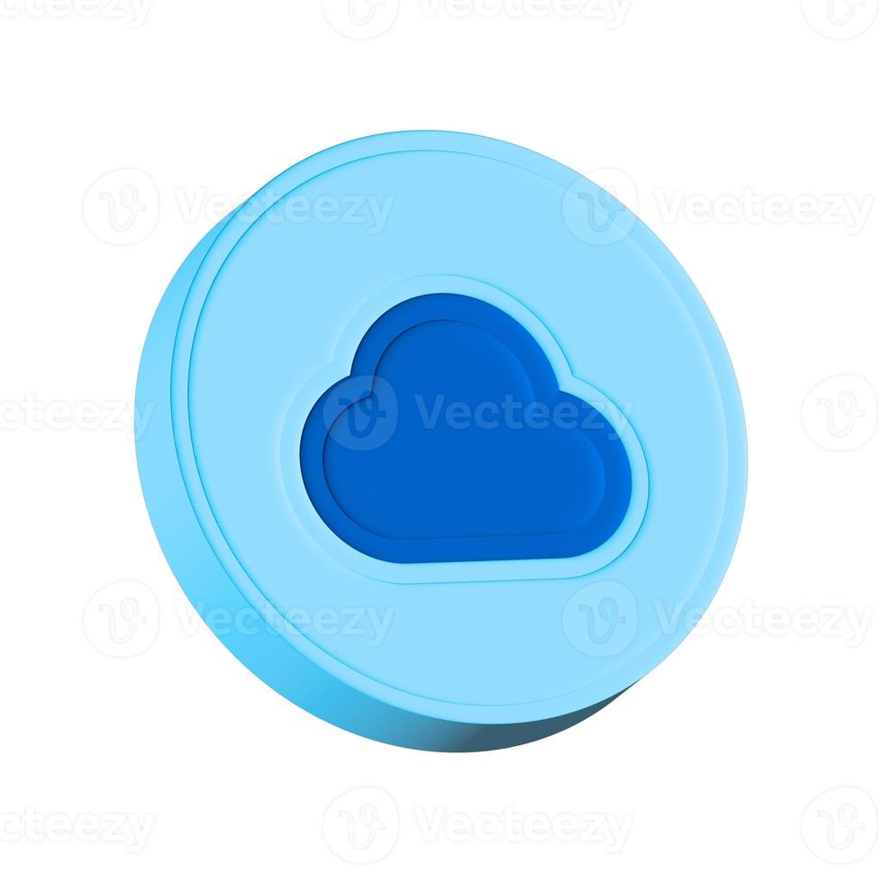 3d rendering cloud computing data icon on white background in the blue circle photo