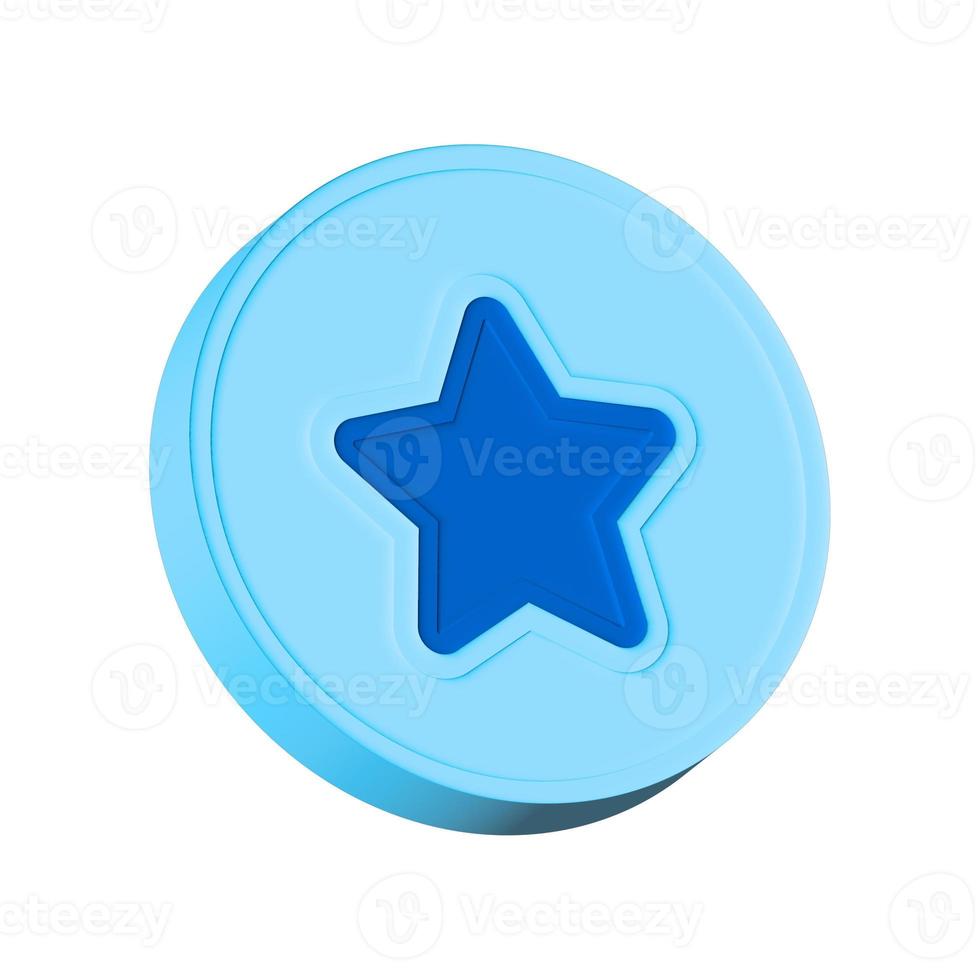 3d rendering famous favorite featured icon on white background in the blue circle photo