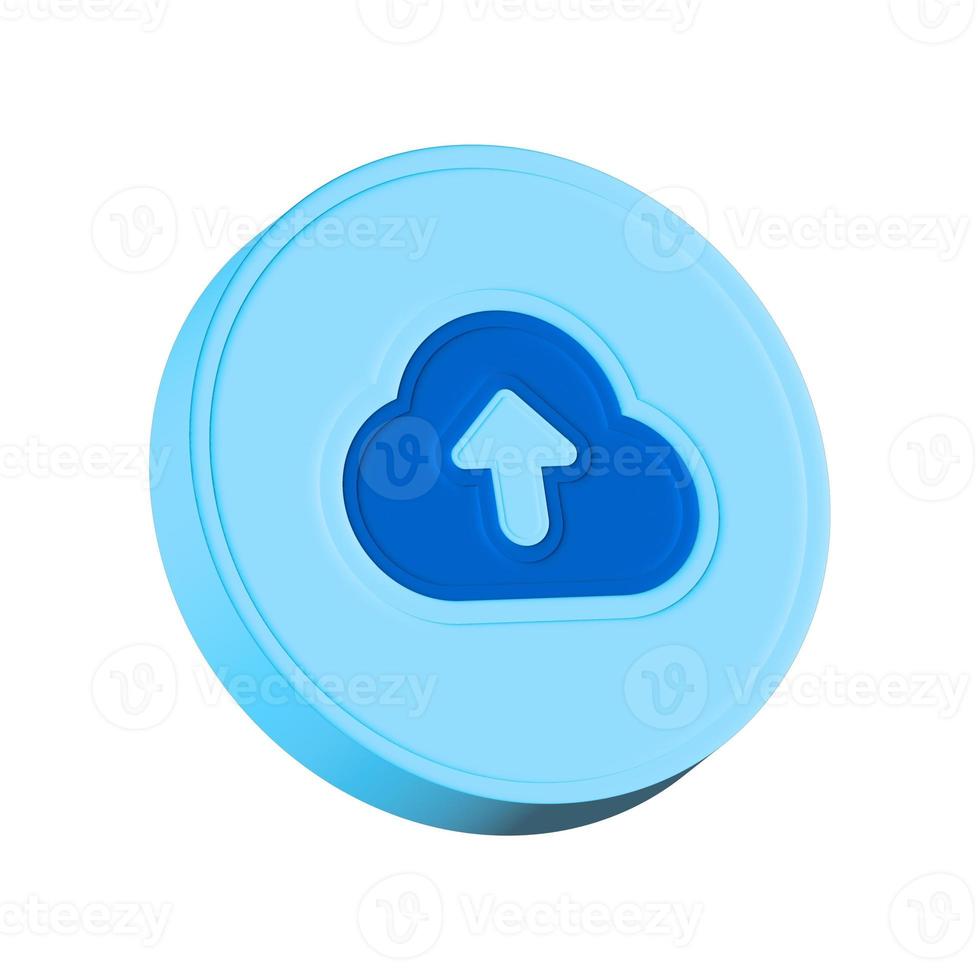 A blue cloud computing data icon is isolated over white background. 3D rendering. photo