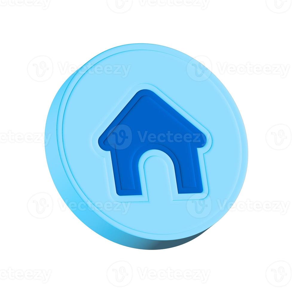 3d rendering home house icon on white background in the blue circle photo