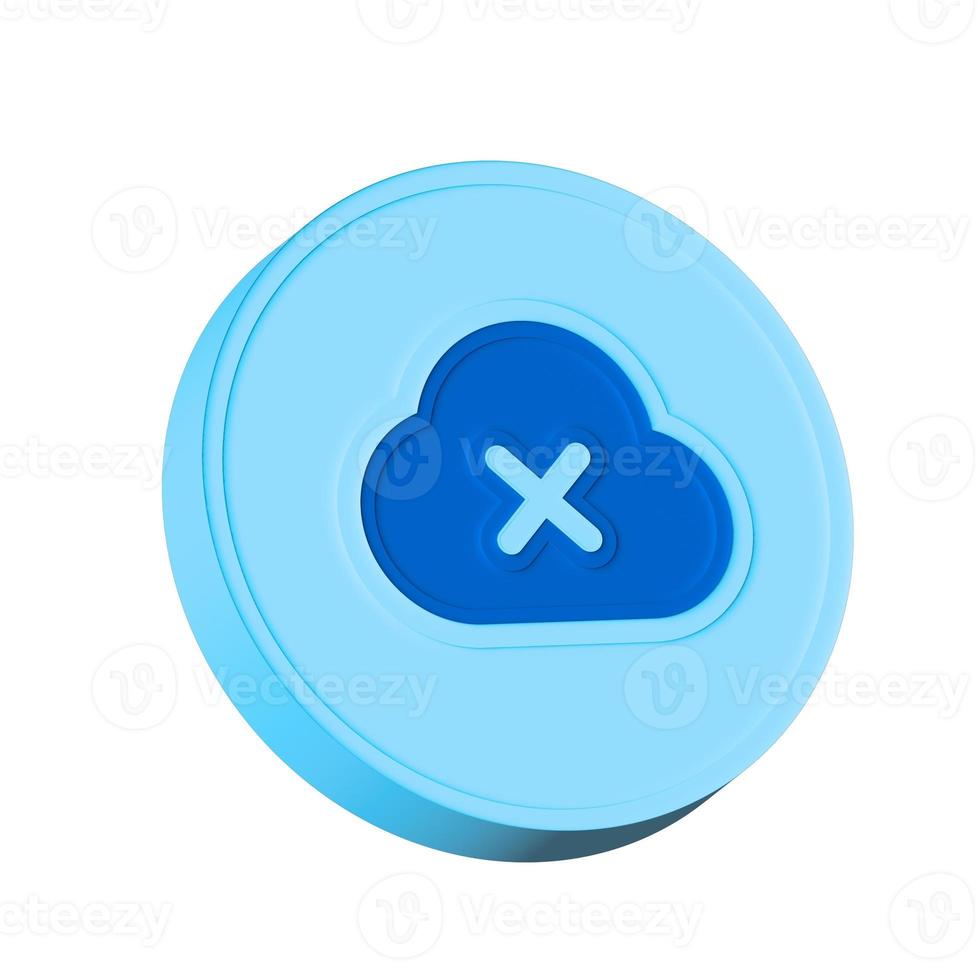 Blue cloud upload icon isolated over white background. 3D rendering. photo