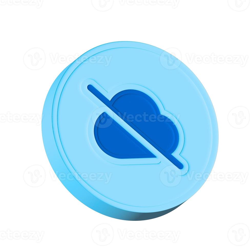 Blue cloud error icon isolated over white background. 3D rendering. photo