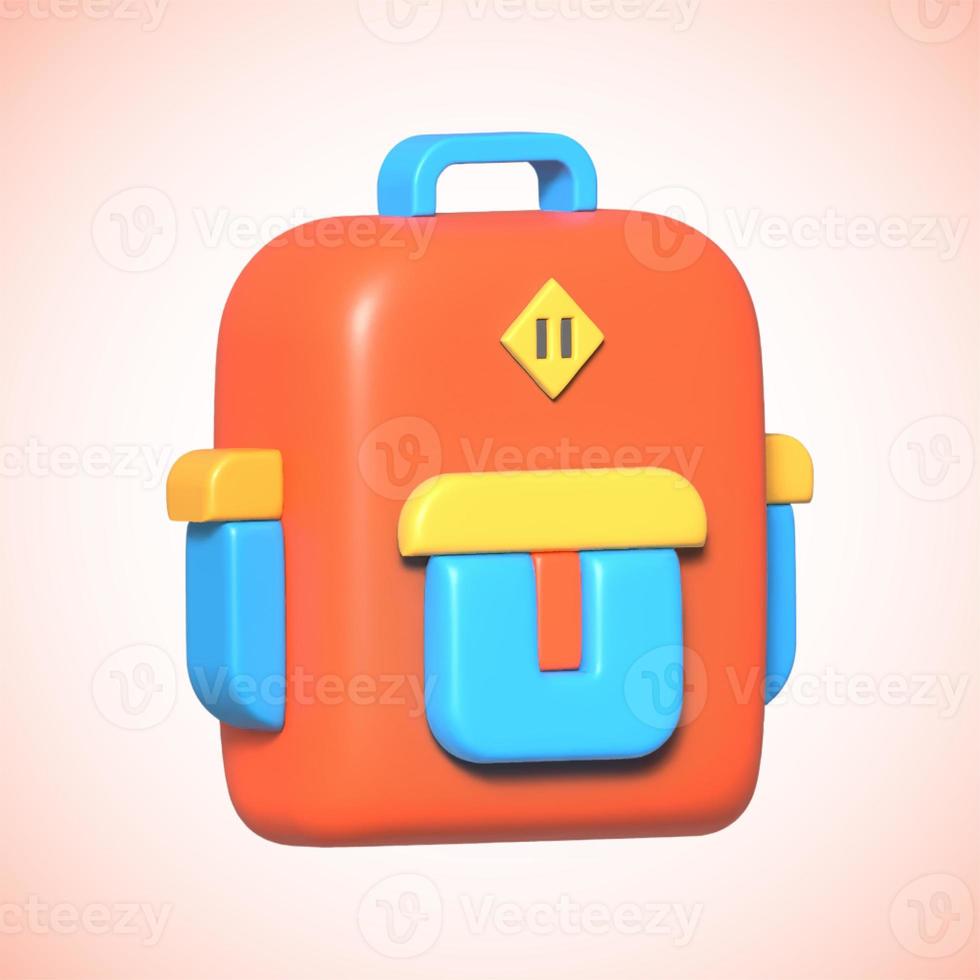 3d rendering of back-to-school icon, School bag isolated icon 3d render illustration photo