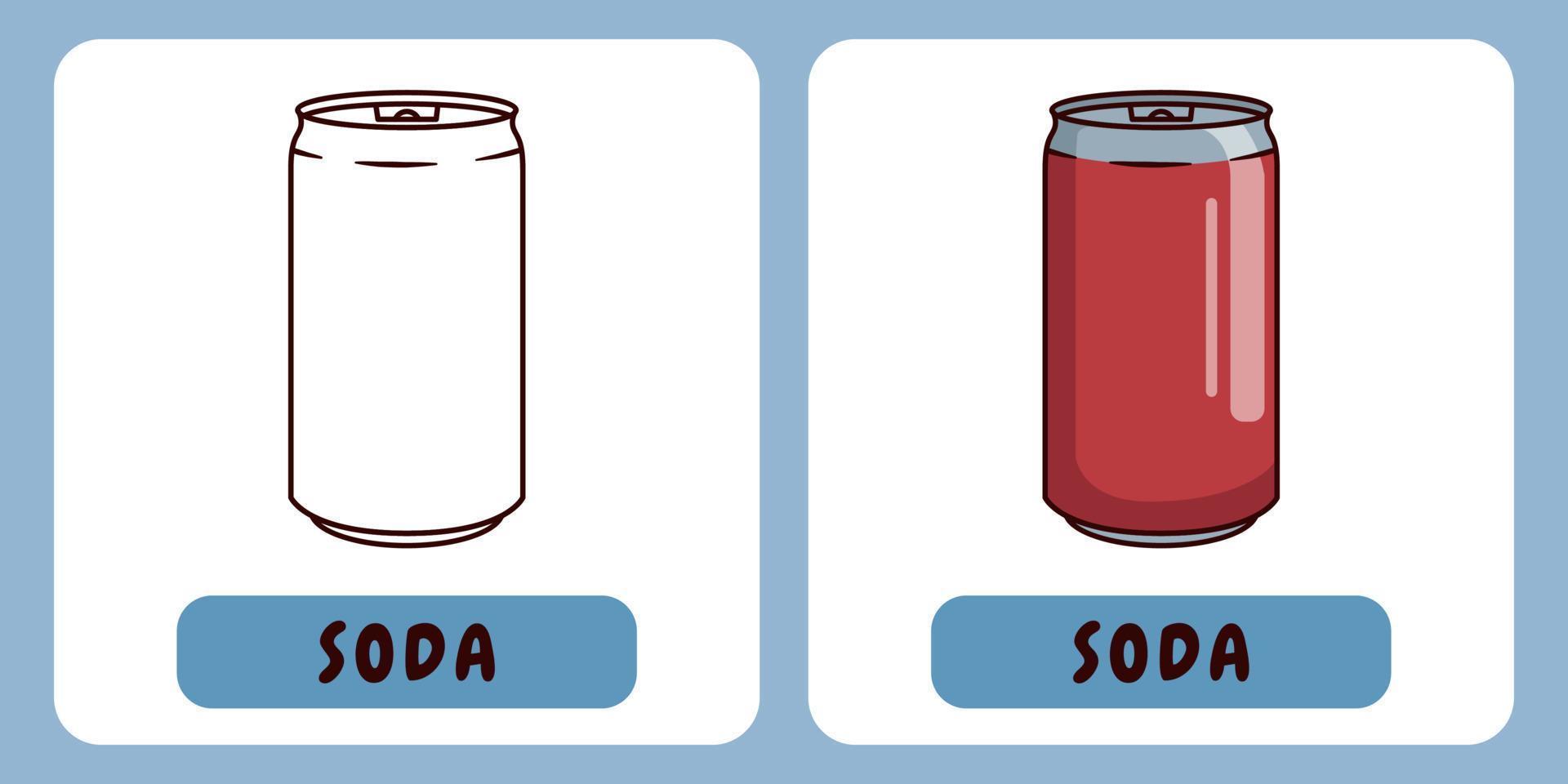 Soda cartoon illustration for children's coloring book vector