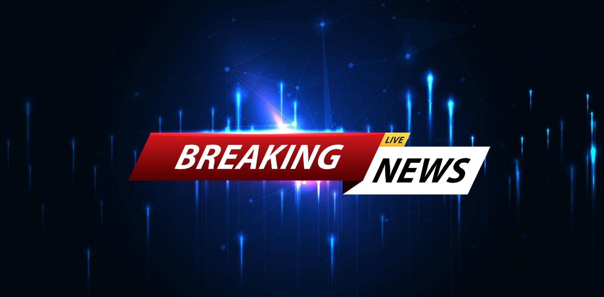 Breaking news background business or technology template. breaking news text on dark blue with light effect. digital technology, TV news show broadcast. vector design