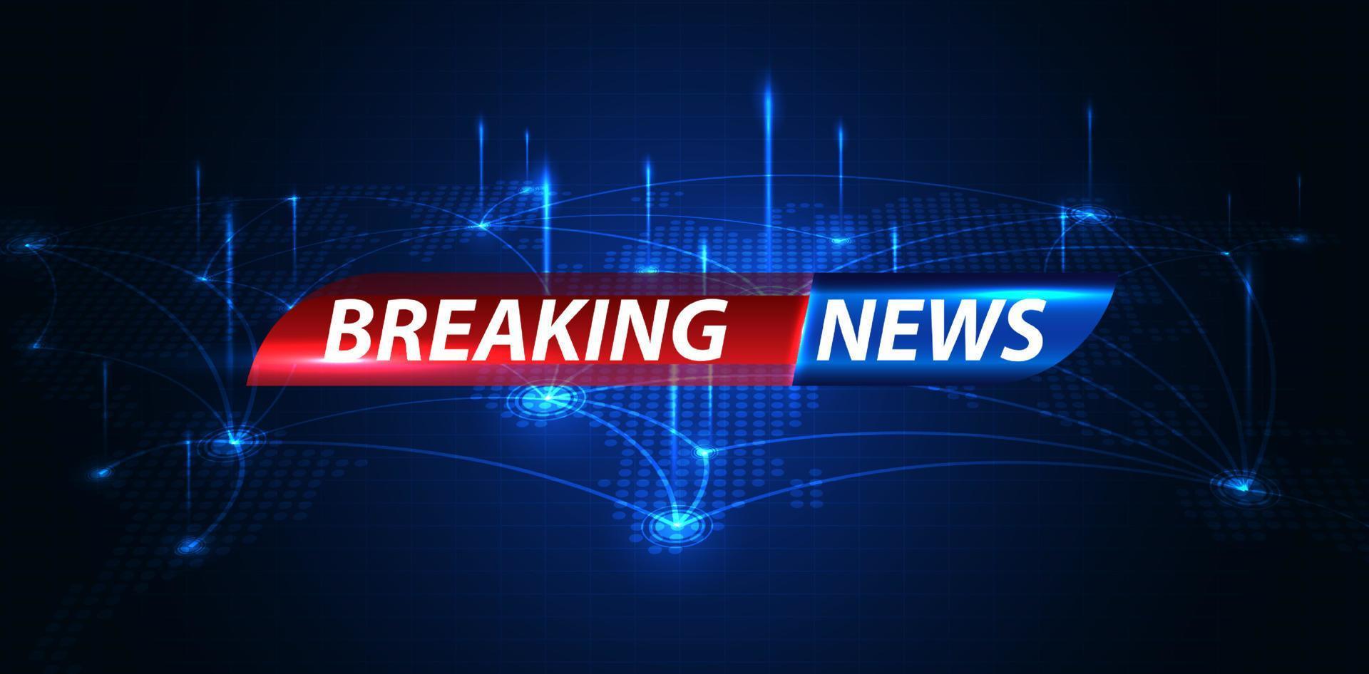 Breaking news background business or technology template. breaking news text on dark blue with light effect. digital technology, TV news show broadcast. vector design