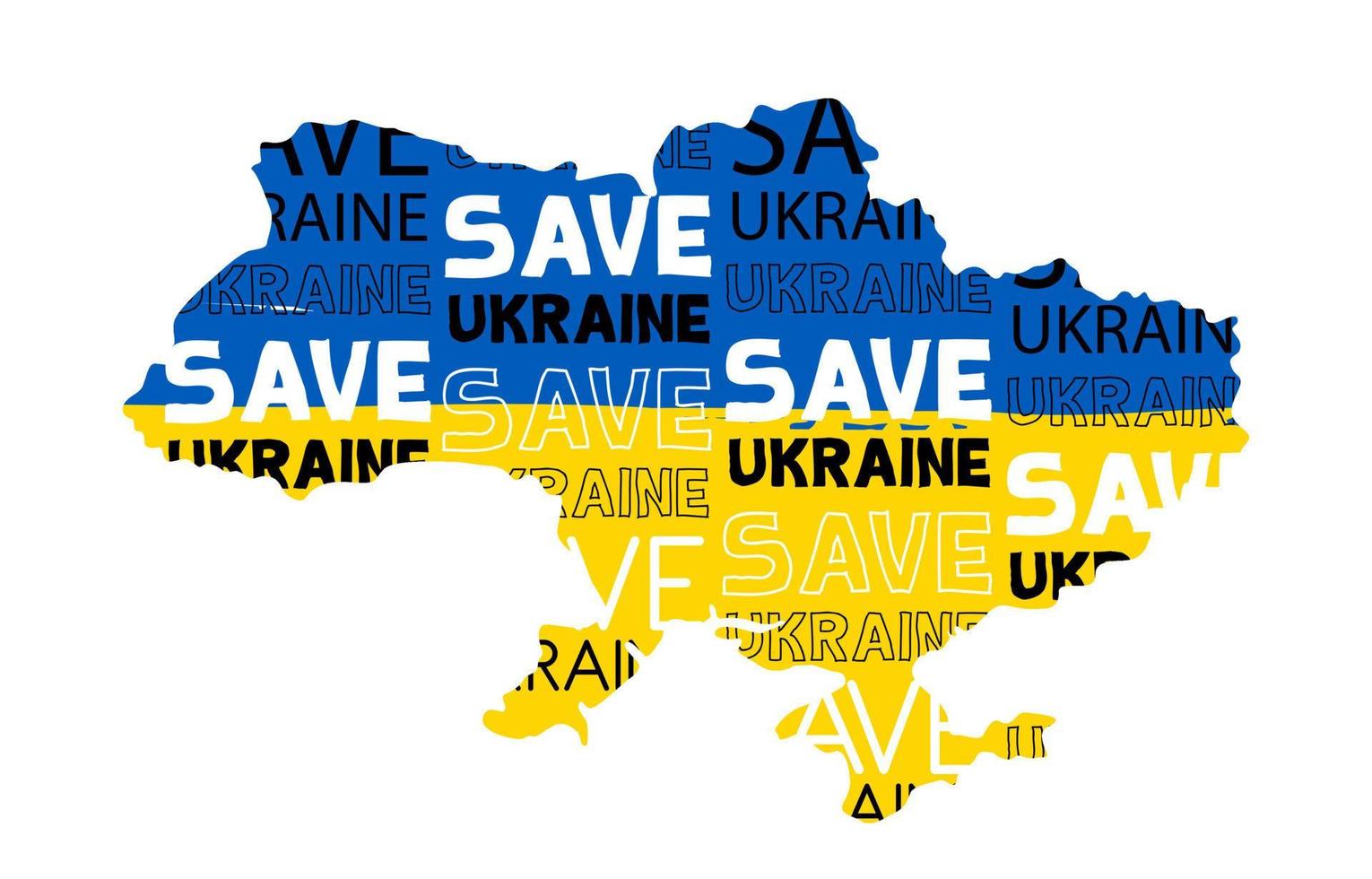 stop the war with Ukraine flat map on white background, save Ukraine from Russia. vector design