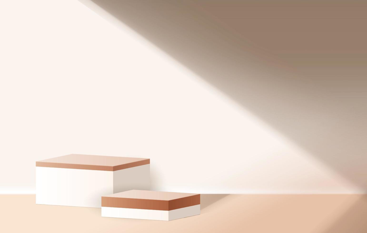 fondo mínimo marrón cosmético y exhibición de podio premium de mármol terrazo para la presentación del producto, la marca y la presentación del empaque. escenario de estudio con sombra de fondo de hoja. diseño vectorial vector