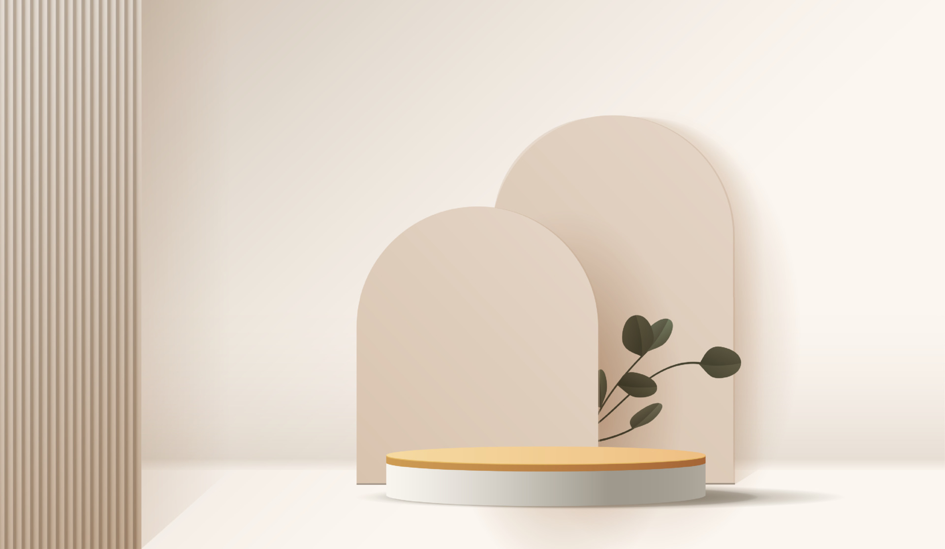 Cosmetic brown background and premium podium display for product