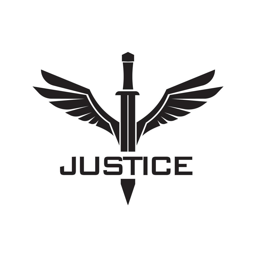 Justice sword wings logo icon vector illustration design template