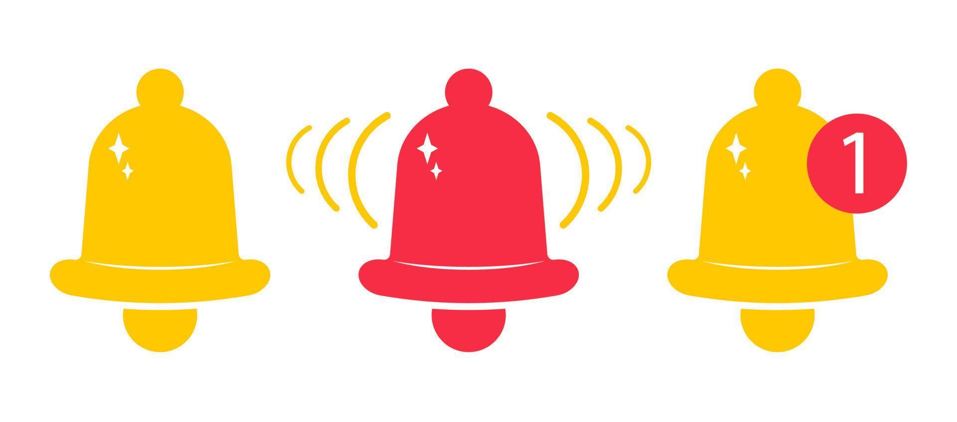 Vector set icons of bell in flat style for notification