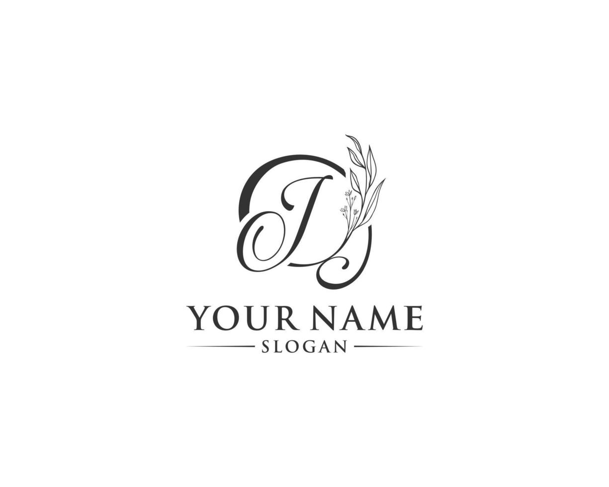 Beautiful letter J logo design, logo J vector, handwritten logo of signature, wedding, fashion shop, cosmetics shop, beauty shop, boutique, floral creative logo design. vector