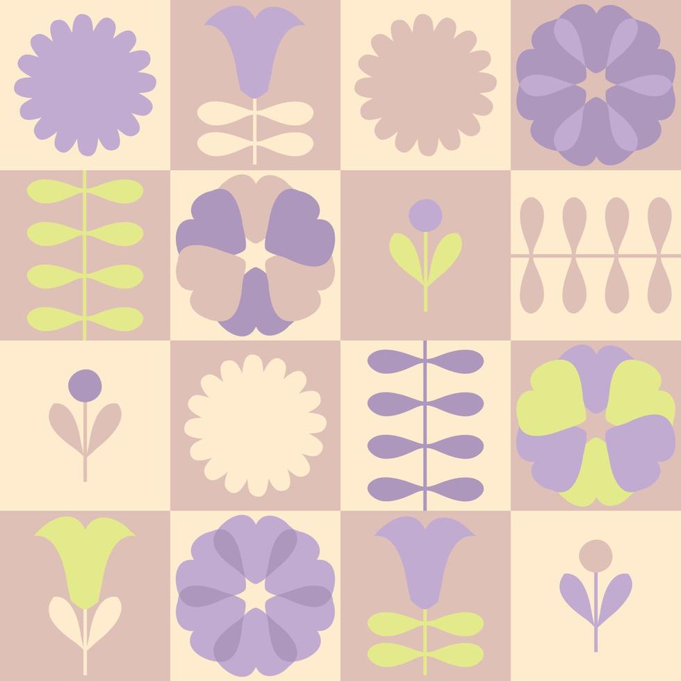 Pastel seamless pattern with flowers in boho aesthetic style. vector