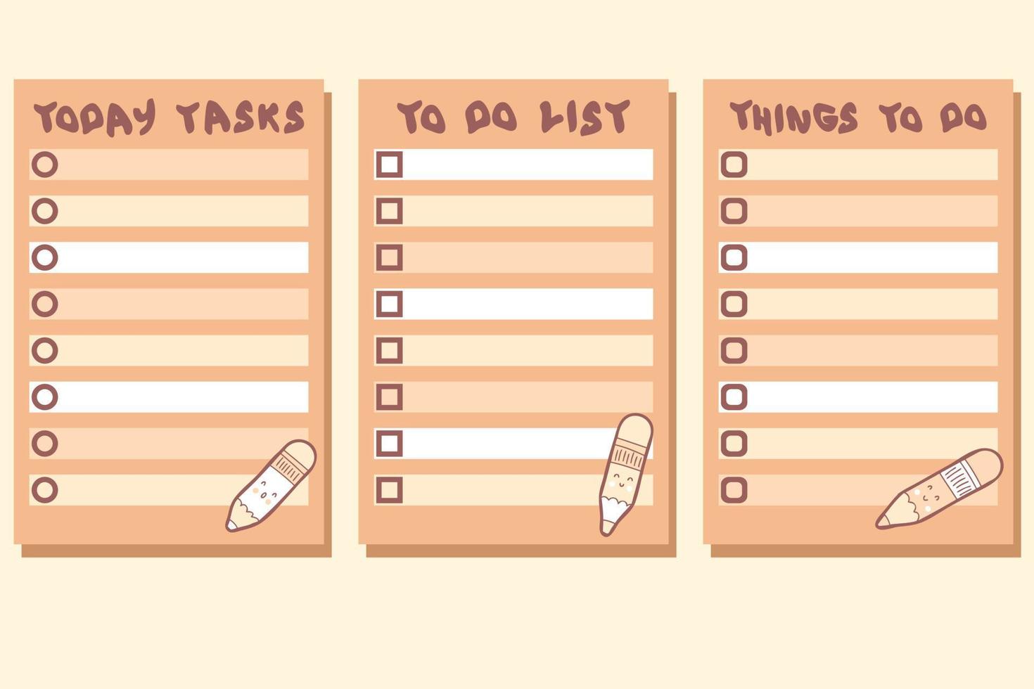 Today tasks checklist template collection. vector