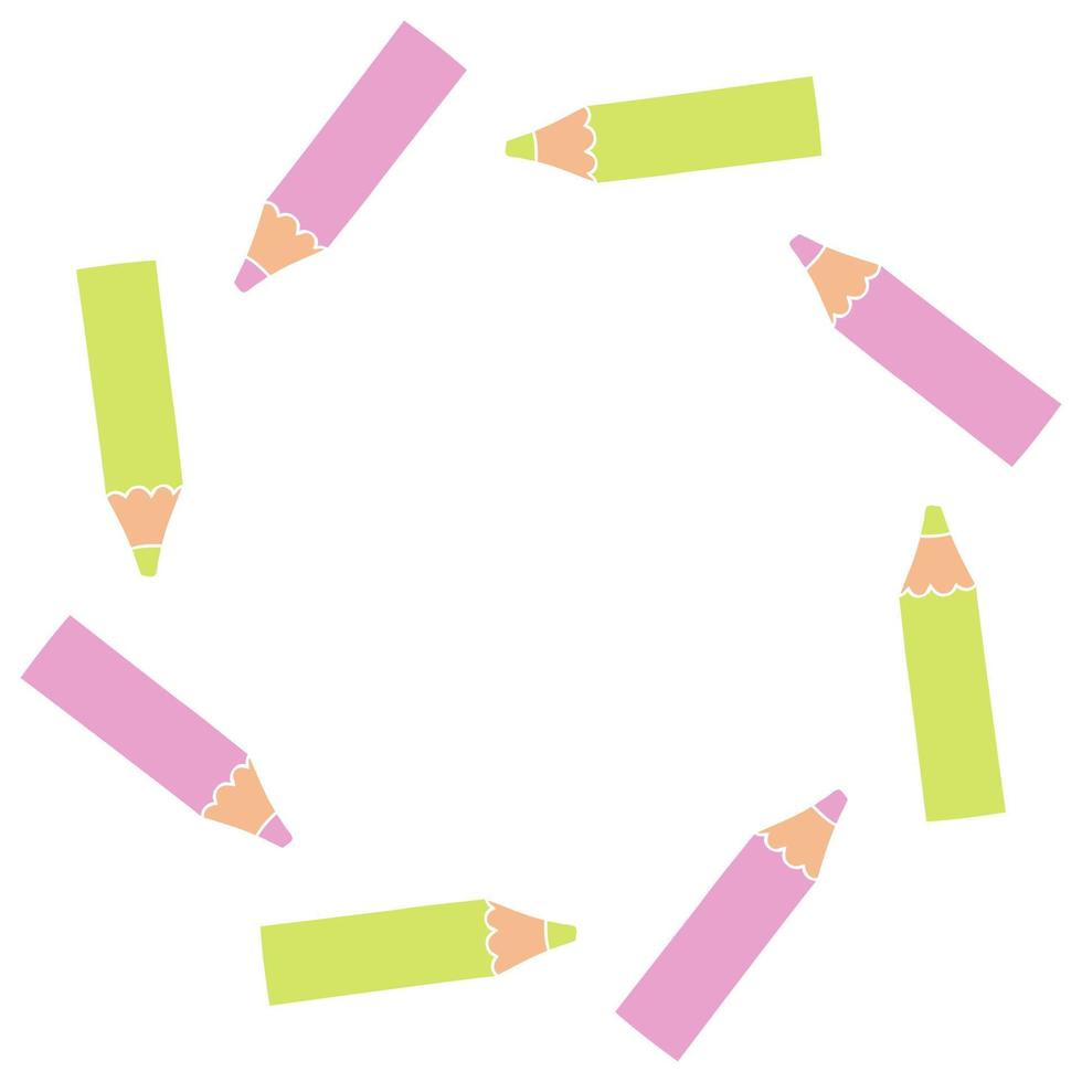 Circle colored pencils shape border with blank space for text. vector