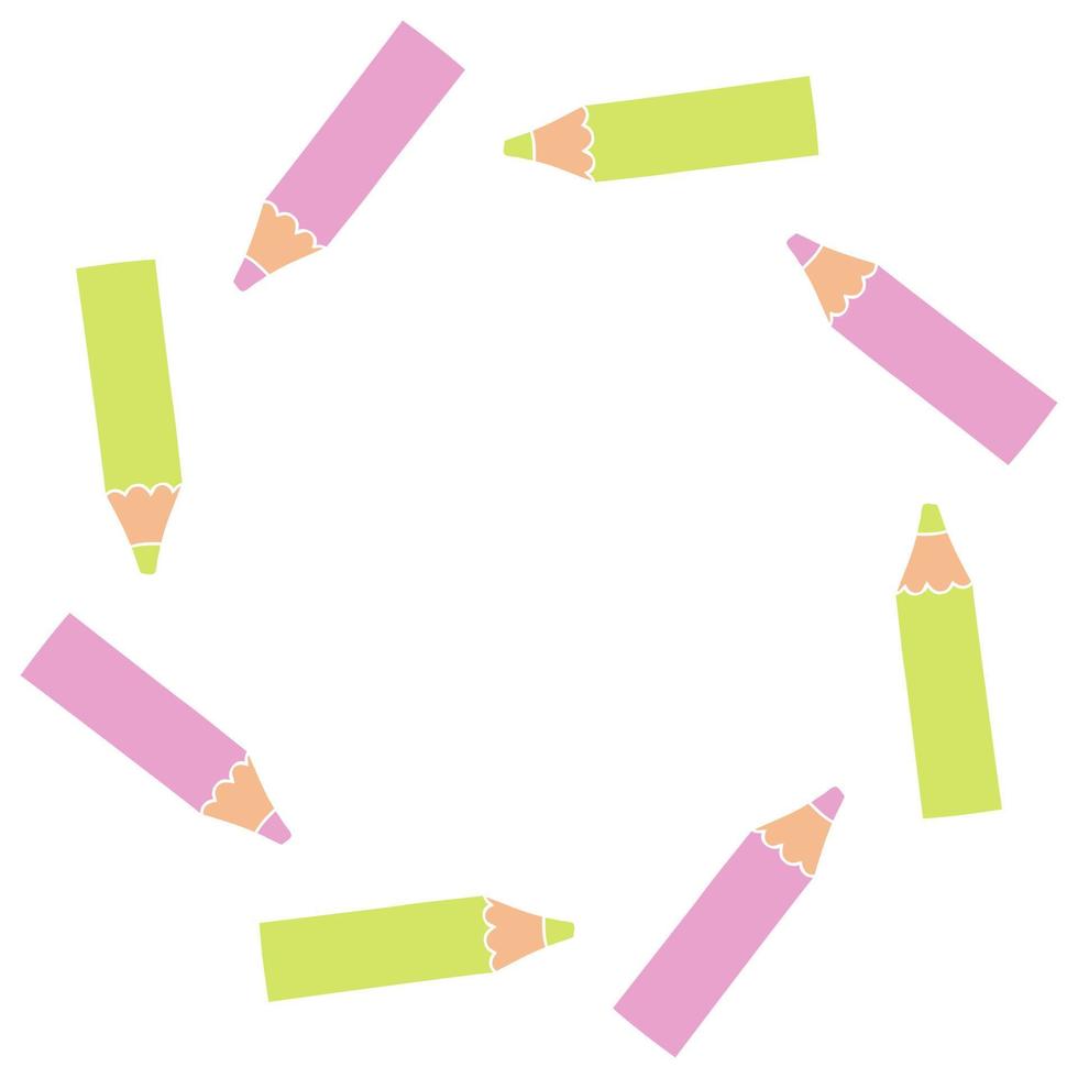 Circle colored pencils shape border with blank space for text. vector