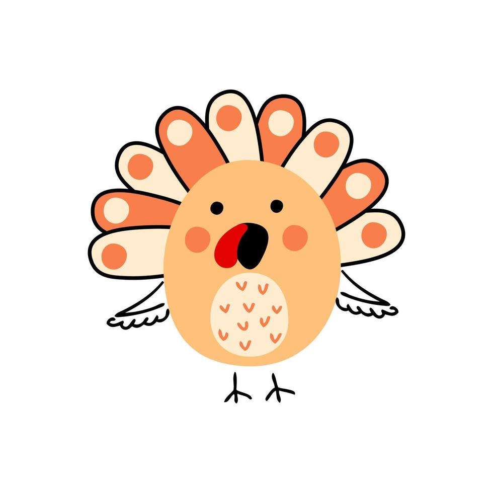 Turkey bird for thanksgiving day stickers, poster, card, invitation. vector