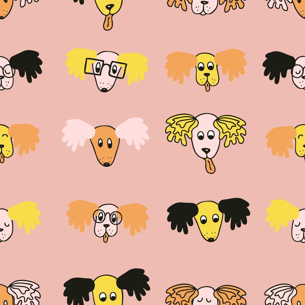 Hand drawn papillon dog seamless pattern. vector