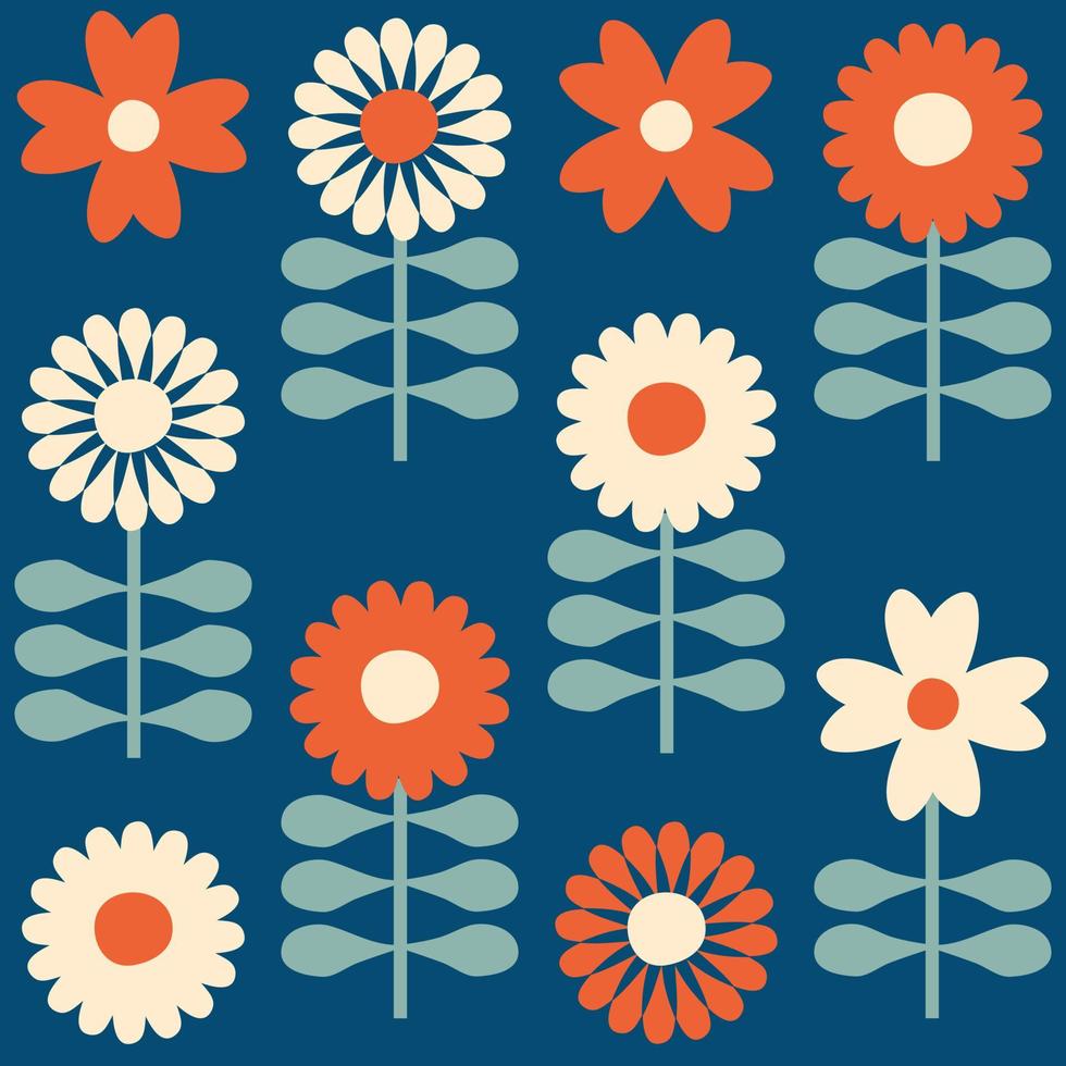 Seamless pattern with daisies in scandinavian aesthetic style. vector