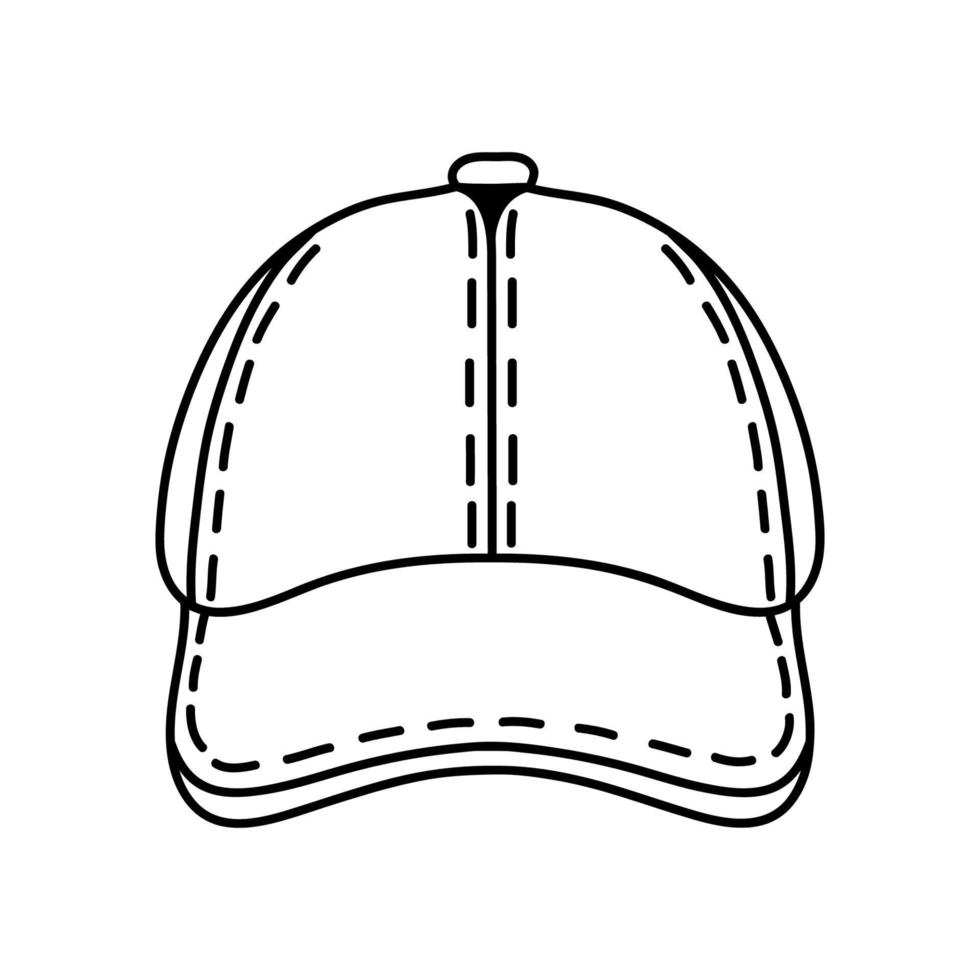 Baseball cap in outline style. Black cap icon isolated on white ...