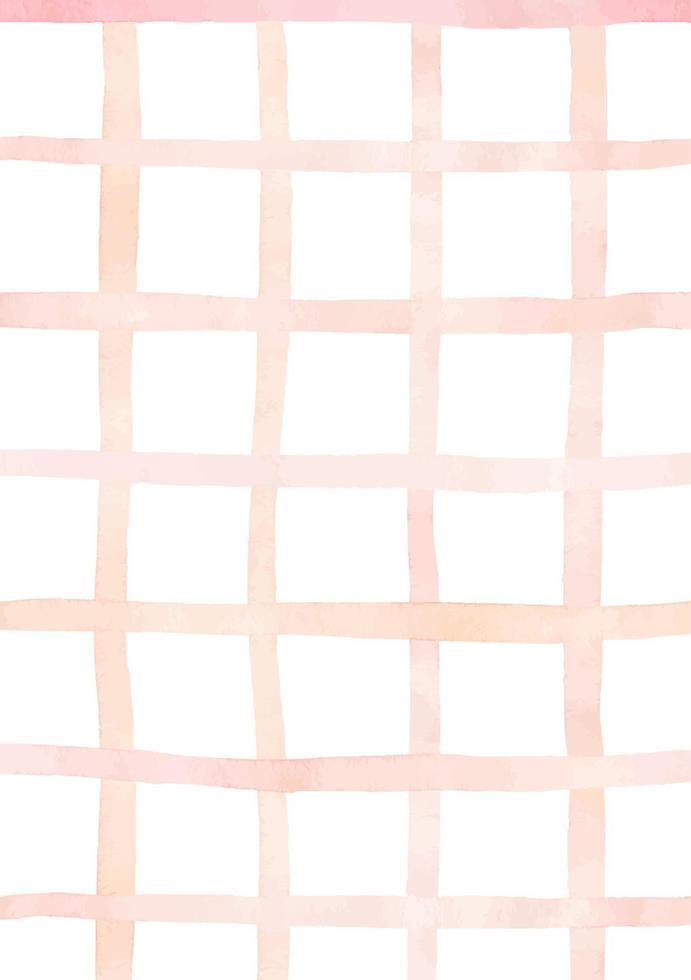 Abstract checkered background with watercolor lines in pastel colors. Muted pink and peach shades. Perfect for cards, invitations, covers, decorations, print. vector