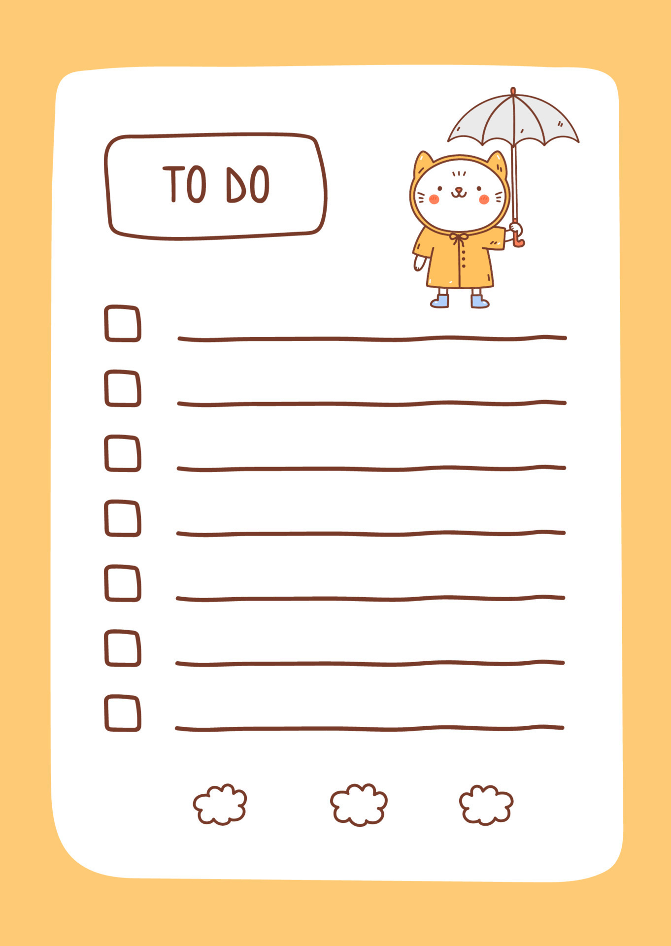 To do list template decorated by kawaii cat Cute design of schedule
