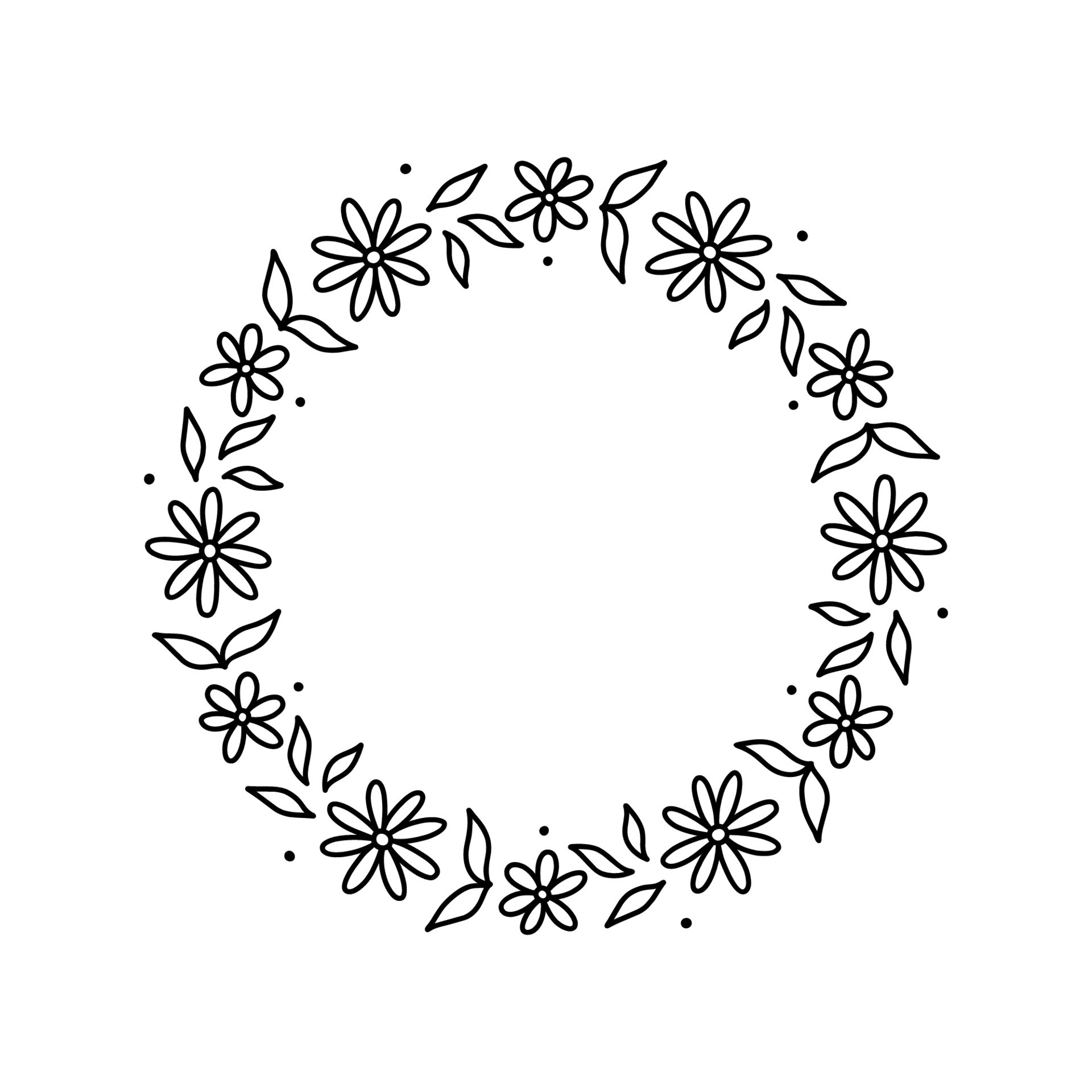 Floral wreath isolated on white background. Round frame with flowers ...