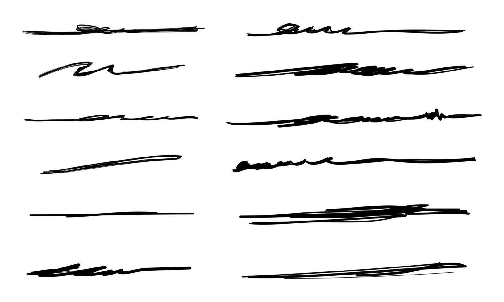 Set of hand drawn lines. Doodle design element with underline, scribble, swashes, swoops. swirl. vector illustration