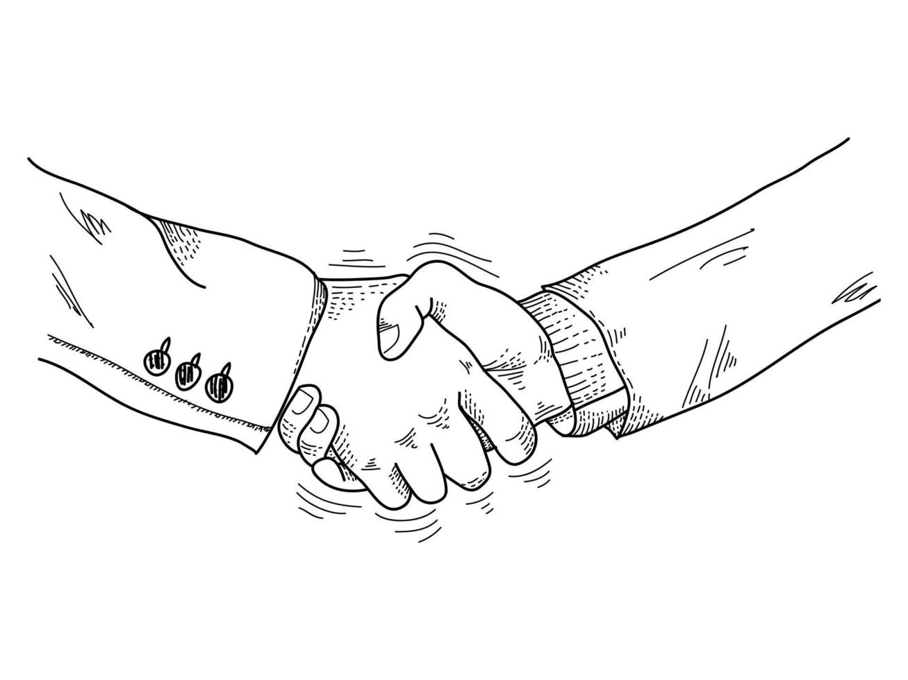 Hand drawn sketch illustration of a handshake. Shaking hands business